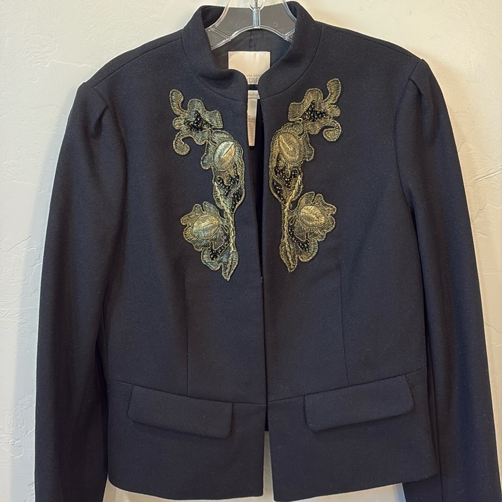 Banana Republic Wool black with gold embroidered jacket